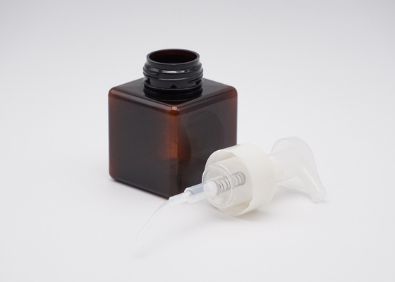 Boş 250ml Kare Plastik Losyon Şişesi Şeffaf Amber Losyon Şişesi