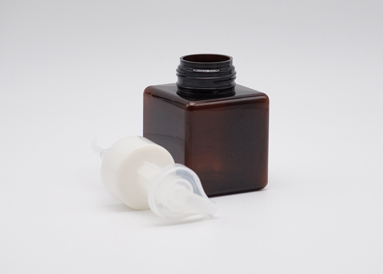 Boş 250ml Kare Plastik Losyon Şişesi Şeffaf Amber Losyon Şişesi